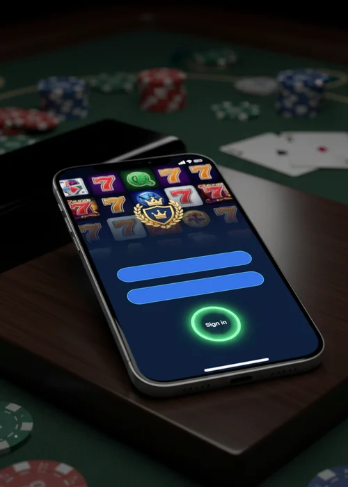 Iwin Casino login interface with secure connection symbols and dashboard elements visible, featuring an array of live casino games and account management options.