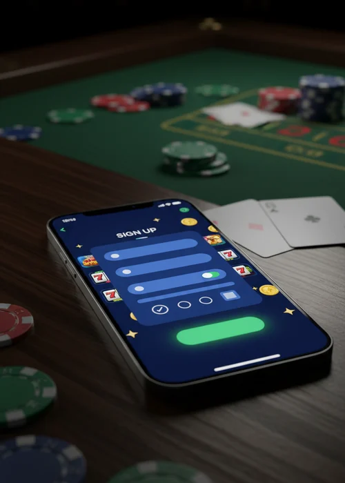 Iwin Casino registration form interface showing email, password fields and sign-up button for new players.